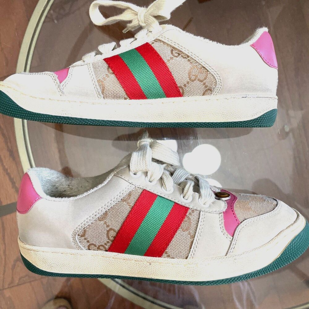 Gucci Screener GG Motif Women's Sneakers Butter color Red  Sz 8 $1000